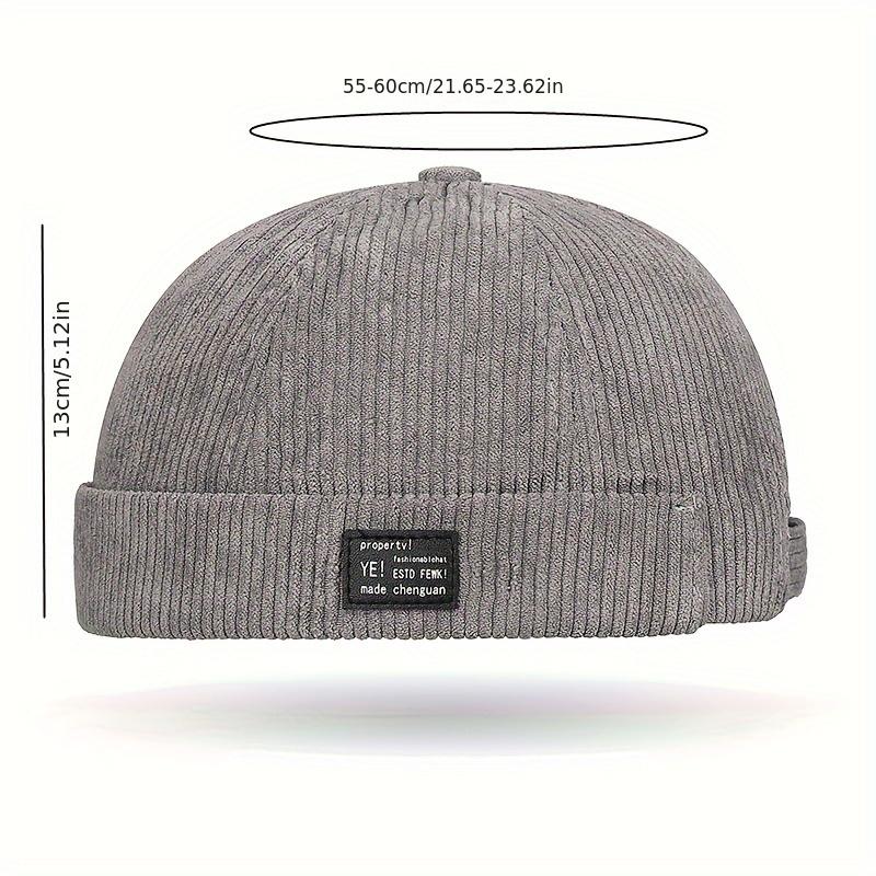 1pc Unisex Corduroy Beanie Cap - Solid Color, Lightweight, Snap Closure, Woven Polyester Fashion Hat for Spring/Autumn, Suitable for Thanksgiving
