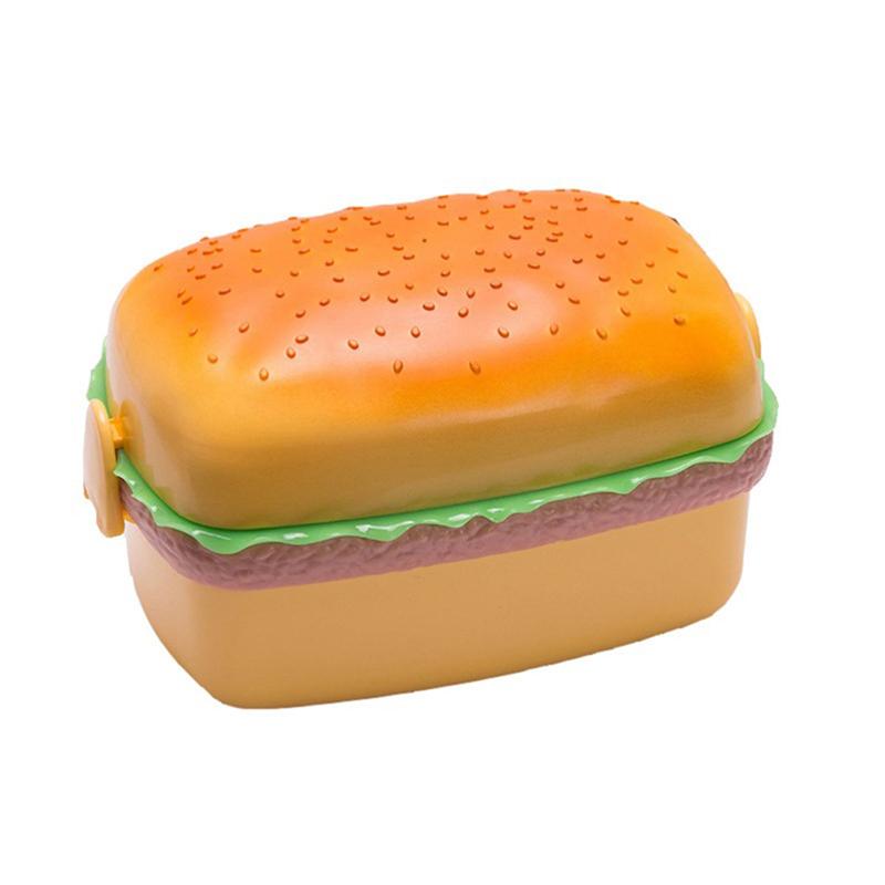 Ланч-бокс для гамбургеров, двухъярусный ланч-бокс для гамбургеров, бенто, контейнер для еды в микроволновой печи