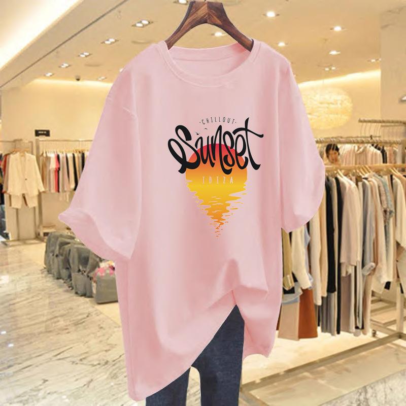 Pure cotton retro printing foreign versatile pure cotton short-sleeved black t-shirt women's summer new 2025 top ns tide