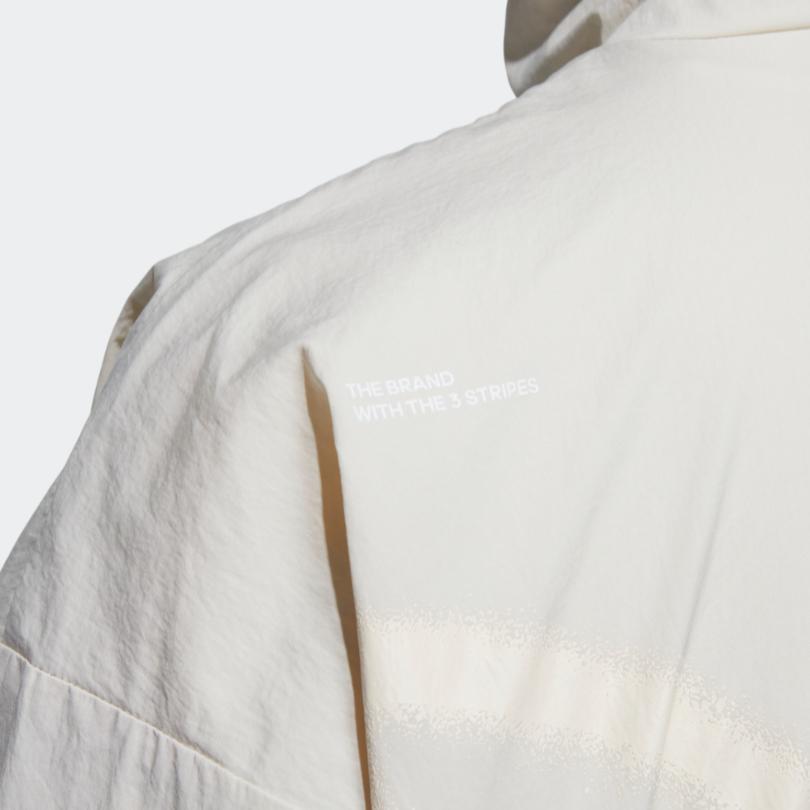 Adidas Originals Trefoil FW22 Einfarbig Logo-Patch Kordelzug Taille Stehkragen Sportjacke Damenjacke Off-White HS1938