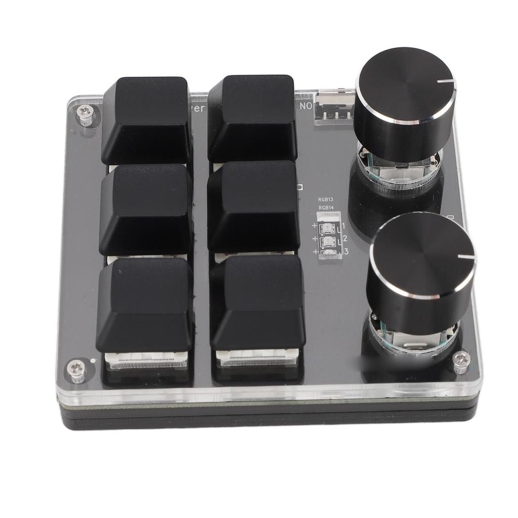 USB Mini 6 Key Keypad with 2 Knob Red Switch Programmable Custom Mini Macro One Handed One Handed Keypad Keypad for Game