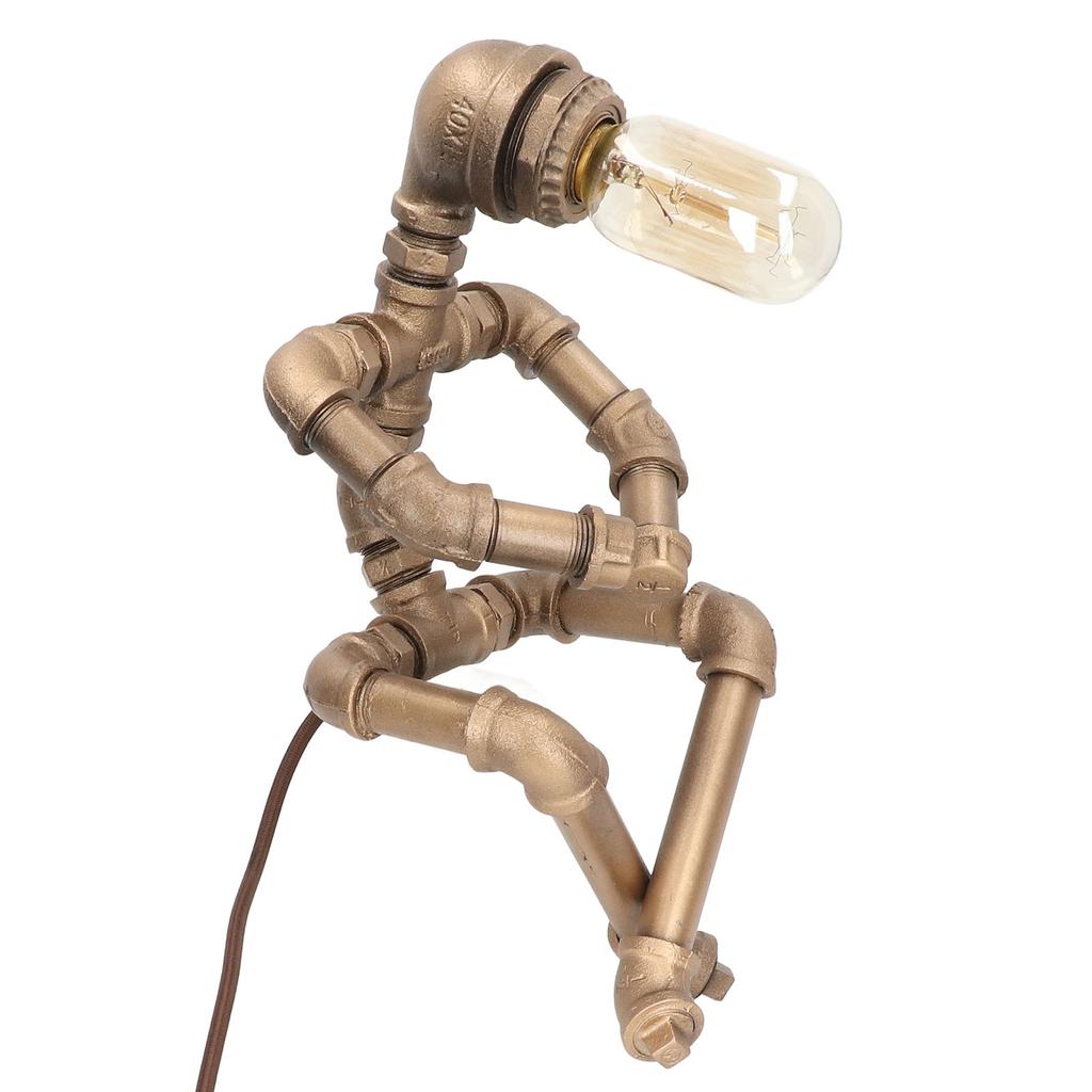Retro Desk Lamp Unique Pipe Robot Shape E27 Exquisite Vintage Table Lamp for Home Living Room Cafes