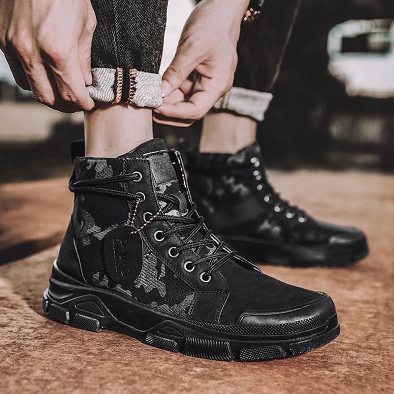 Spring Autumn Shoes Mens Fashion Deserts Boots Camouflage Street Style Cloth Ankle Boots Brand Male Footwear