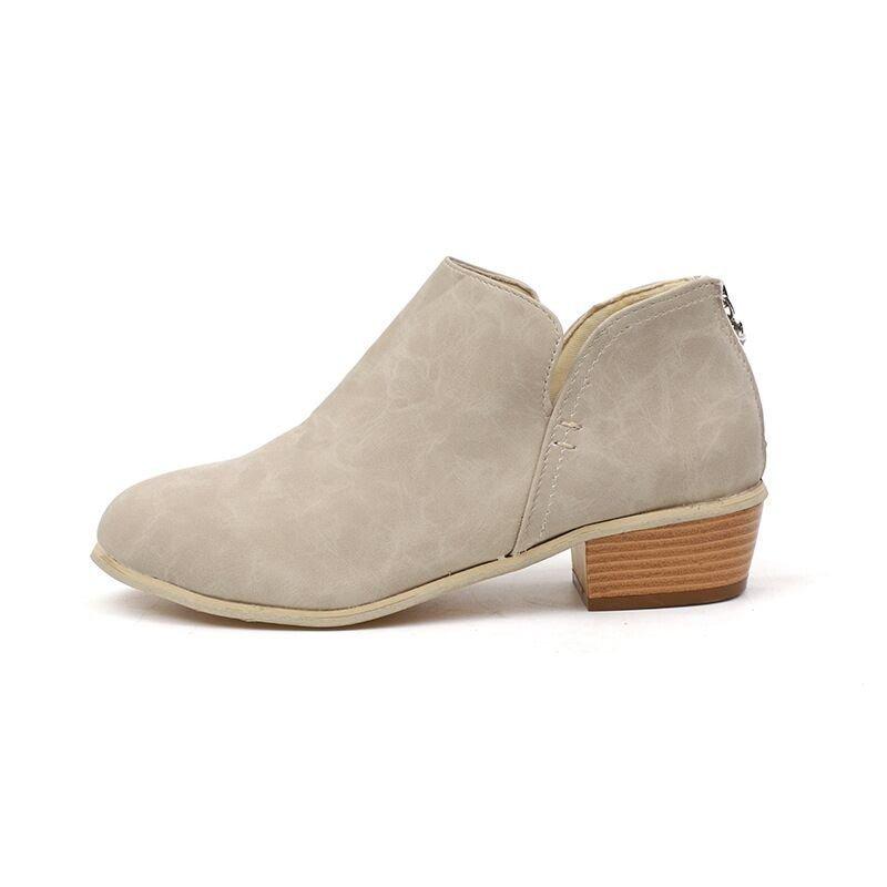 Cross-border Four-season Foreign Trade Large-size Women's Shoes British Style Solid Color Pointed Casual Rear Zipper Low-heeled Single Shoes Women