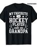 Men's Funny "Favorite Hockey Player Calls Me Grandpa" Ice Hockey T-Shirt - Grandpa Hockey Design with Hockey Sticks & Pucks Print,