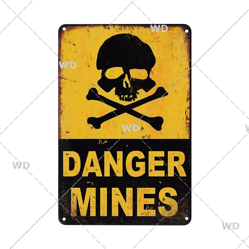 Retro Vintage Beware Of Dog Warning Vintage Tin Signs Caution Metal Plate Metal Poster Plaque For Club Home Pub Bar Wall Decor