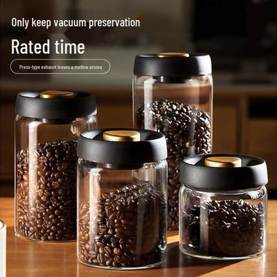 High Borosilicate Glass Airtight Coffee & Tea Storage Canister with Vacuum Seal