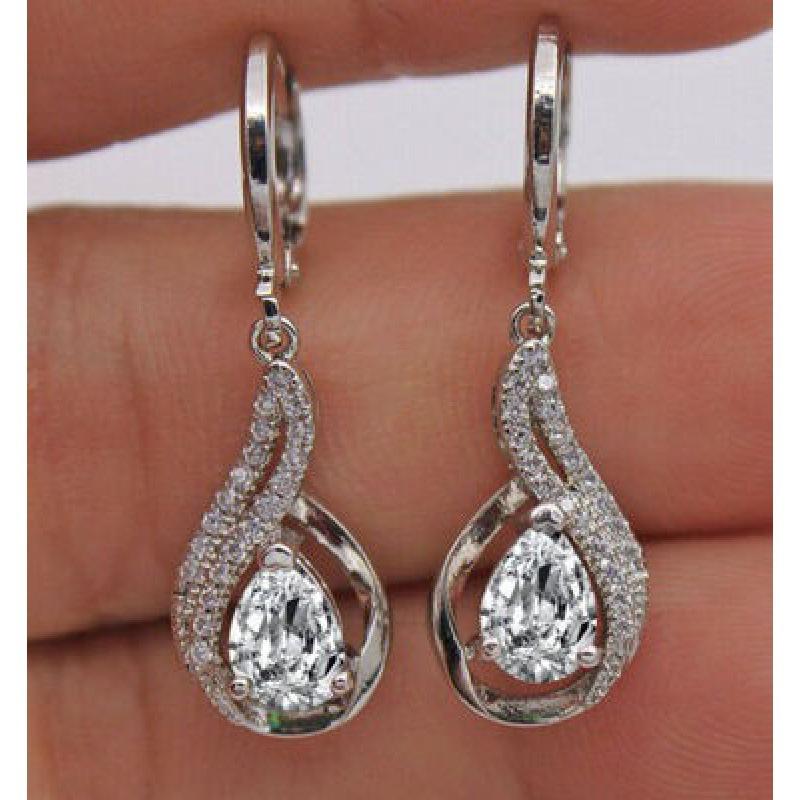New popular earrings, water drop zircon diamond-encrusted ear buckles, women s simple trinkets