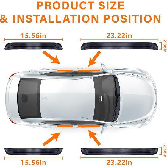 4PCS Car Door Sill Protector, Universal Threshold Protection For Cars, Automotive Rubber Scratch Resistant Entry Sill Guards, Doors Edge Step Dust