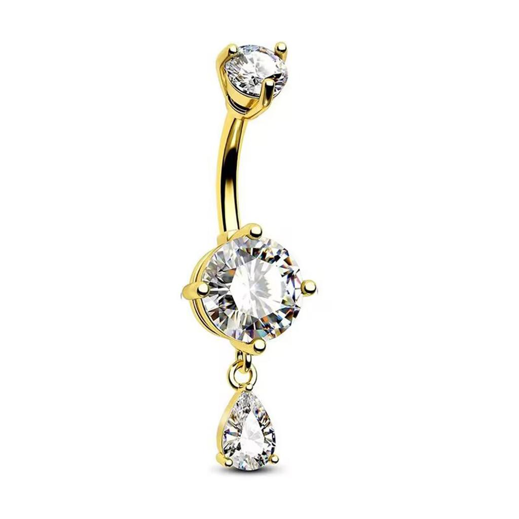 Double Headed Round Drop Zirconia Belly Button Pendant Jewelry