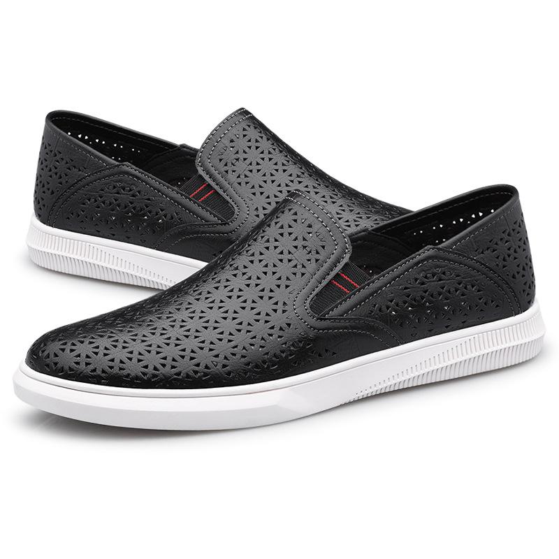 Fashion Business Loafers Men's Genuine Leather Breathable Flats Casual Shoes Slip-On Walking Shoes Hollow Out Italian Luxury Penny Shoes