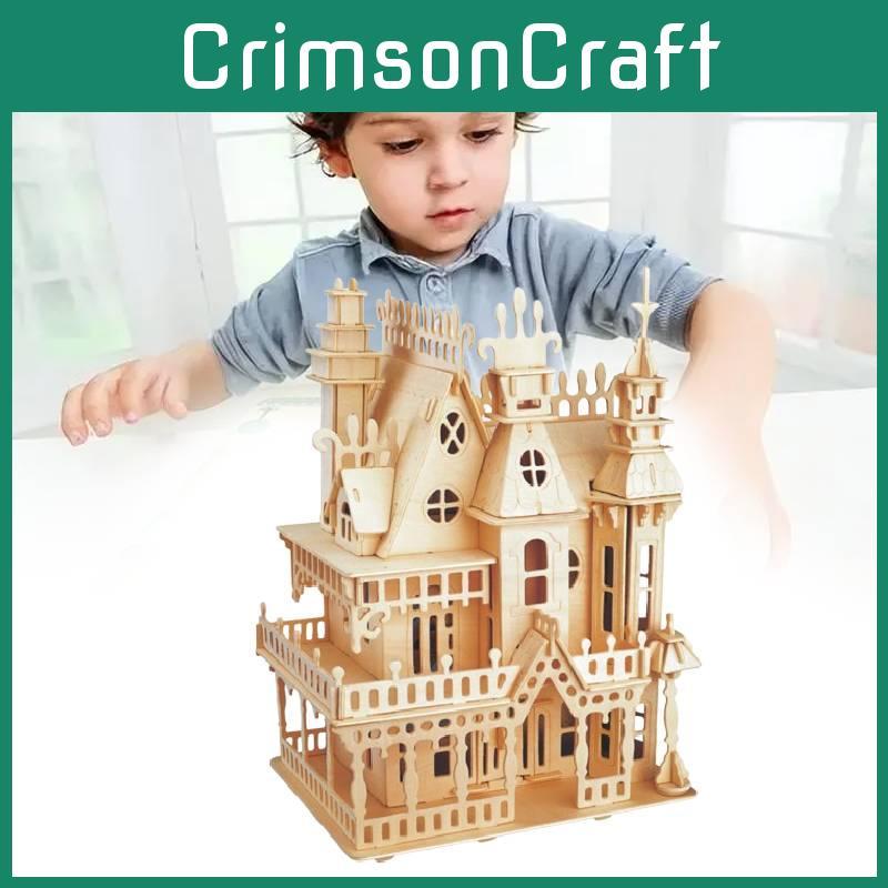 Model Villa Fantasy House Kit 3d Puzzle Model Set Woodcraft Construction Toy