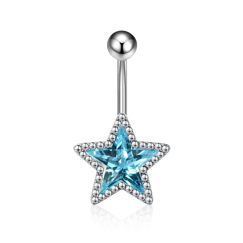 Crystal Pendant Belly Button Ring For Women Star Zircon Navel Ring Jewelry Pentagram Belly Ring Sexy Body Piercing Jewelry