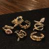 Medieval Retro Fashion Gold Serpentine Open Ring Elegant Exquisite Zircon Personalized Accessories Women