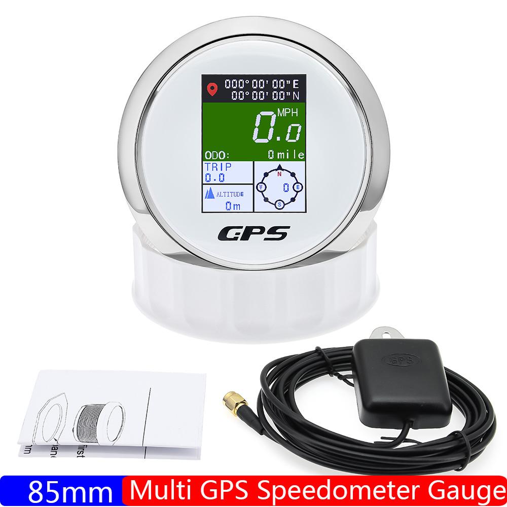 TFT 85mm GPS Speedometer Gauge with Antenna Digital 600KMH,MPH,Knots COG ODO Altitude Compass for Car Boat Yacht 12V24V