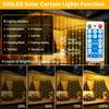 Outdoor Solar Curtain Light 3x3M 300Leds Holiday Decorations Garland 8 Modes Halloween Christmas Party Decor String Lights