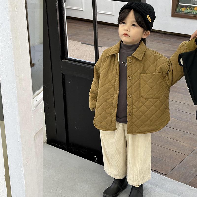 

Осень/Зима 2025 Мальчиковая стеганая легкая хлопковая куртка, на флисовой подкладке, двухслойная для начала зимы 130 cm кофейный