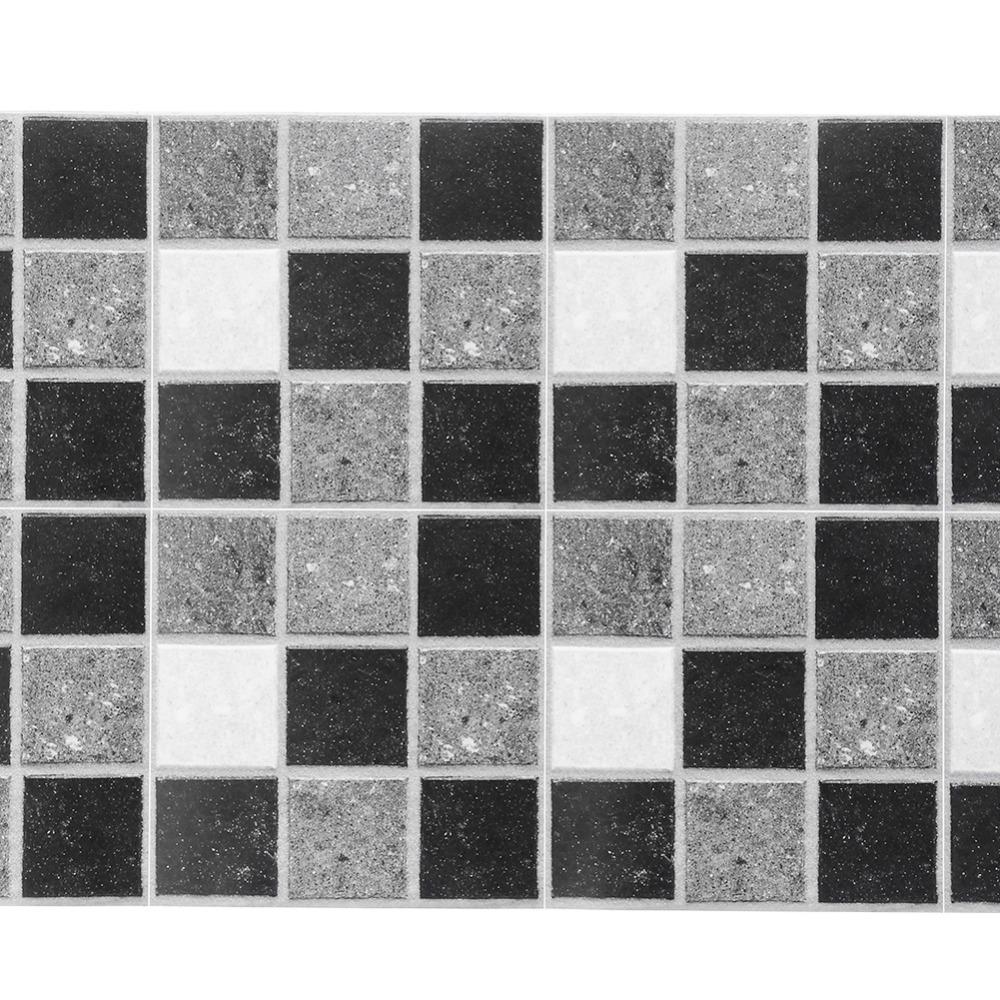 19pcs Grey Tile Wall Sticker 39.4x7.9in Self Adhesive Tile Film Home Wall Pastes Indoor Wall