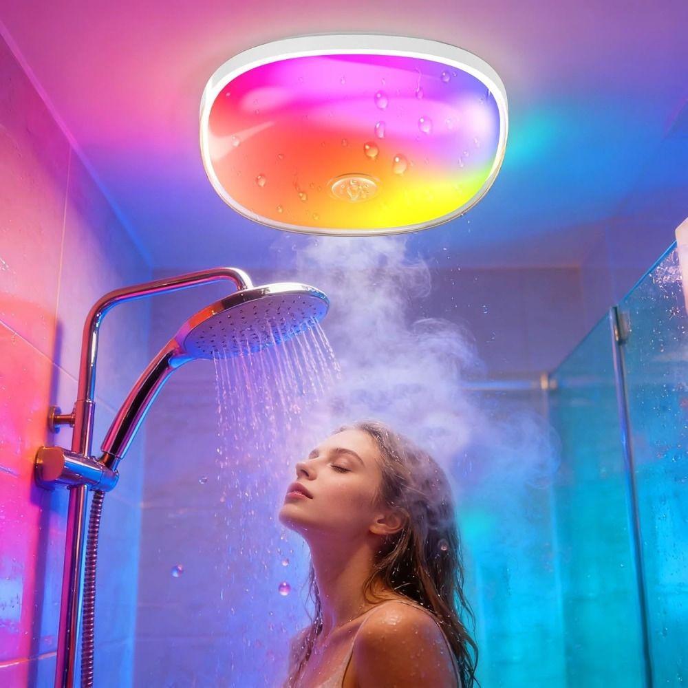 IP65 Waterproof Rechargeable Shower Light 300LM Bright 16 Colors Touch Remote Shower Light Touch Remote Controlled 6 Inch