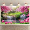 2D Spring Flower Waterfall Backdrop Lush Greenery Photography Background Cloth