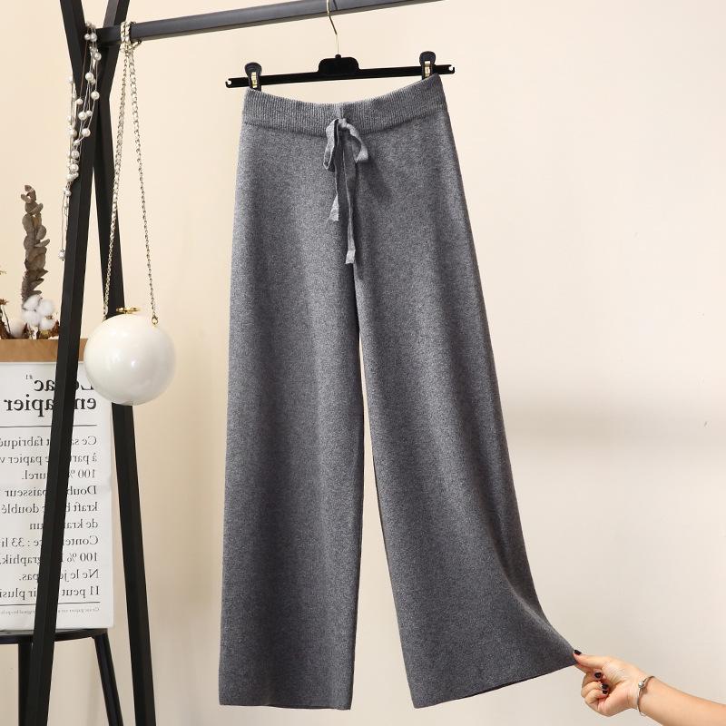 Women's Autumn-Winter High-Waisted Knit Wide-Leg Wool Pants