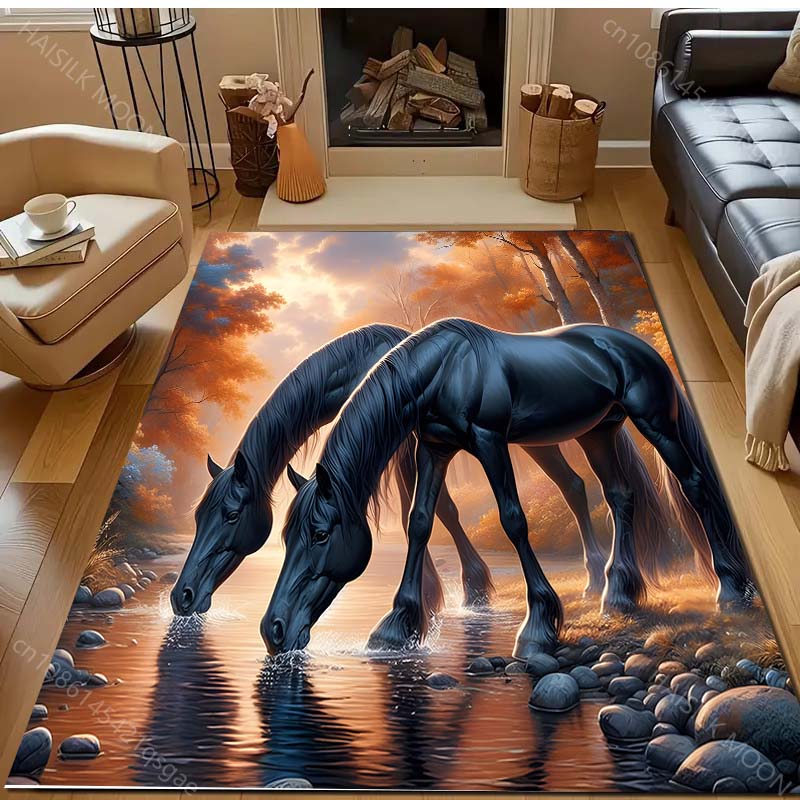 17 Styles Running Horse Print Carpet for Living Room Bedroom Sofa Doormat Home Decor  Area Rug Non-slip Floor Mat for Gifts