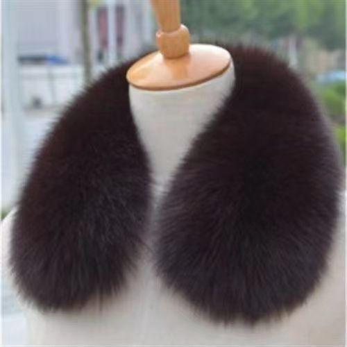

Fox Fur Collar Winter Real Fur Scarf For Coat Short Scarves Natural Fur Scarf for Women Genuine Square Collar Short Muffler Length 50cm коричневый