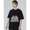 Oversized T-Shirt Black Its A Good Day To Make Music Musical Notes Print Casual Wear for Men and Women Music Lovers Streetwear Fashion