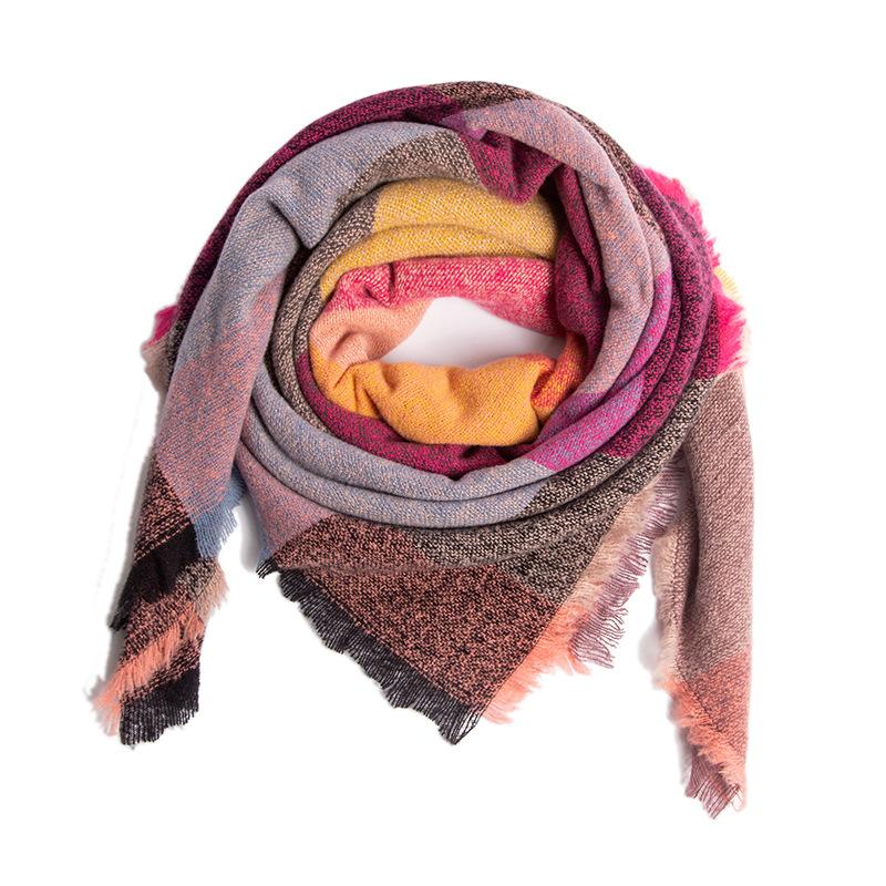 Designe Brand Knitted Spring Winter Women Scarf Plaid Warm Cashmere Scarves Shawls Luxury Neck Bandana Female Pashmina Wrap