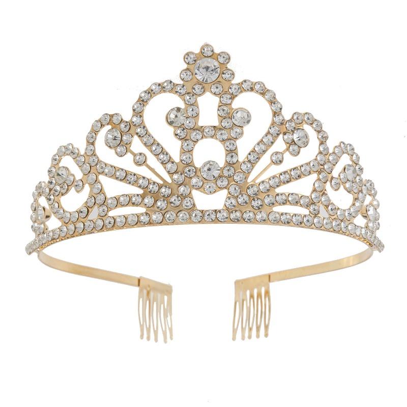 Meier New rhinestone bridal crown - minimalist full diamond tiara wedding headpiece