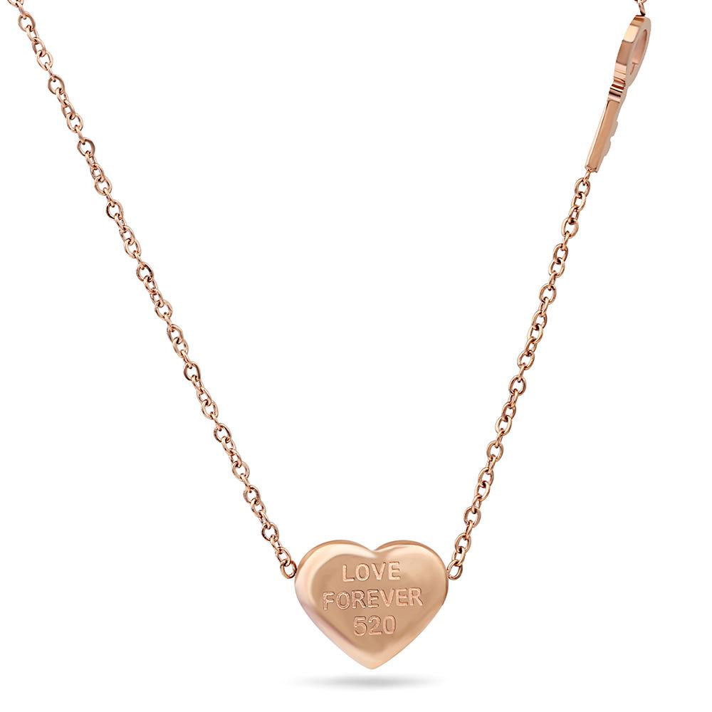Korean Style Titanium Steel Heart Engraved Clavicle Necklace