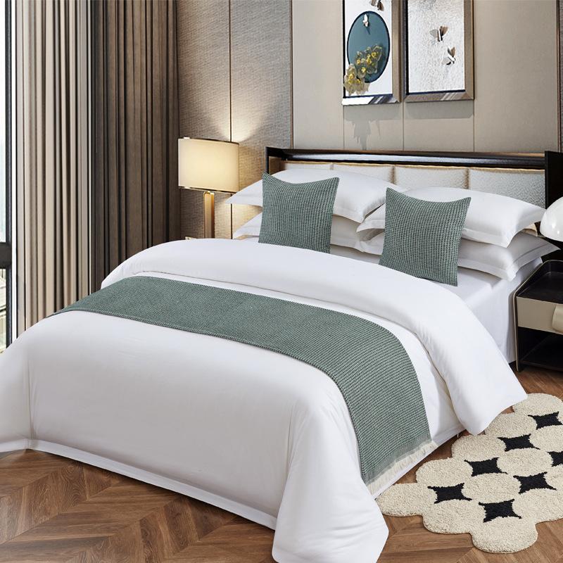 1pcs Width 48cm Extended Tassel Bed Flag Wedding Party Decorat Bed End Towel Pillowcase Hotel Home Bedroom Bedclothes Green Bed Runner Home Textiles