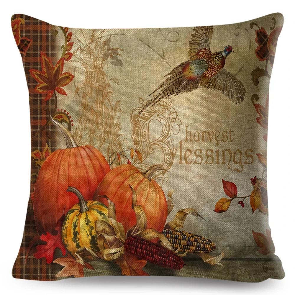 Bunter Aquarell-Kürbis Kissenbezug Dekor Cartoon Pflanze Bedruckter Kissenbezug für Sofa Zuhause Polyester Kissenbezug x