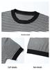 Noble Spring Striped Knit Two-Piece Set for Middle-Aged Women - Lightweight Summer T-Shirt and Pants