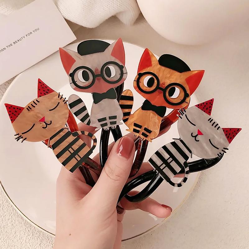 1PC Cat Shape Cartoon Hair Ties Fashion Hair Accessories Exquisite Jewelry Clothing Accessories Multicolor
