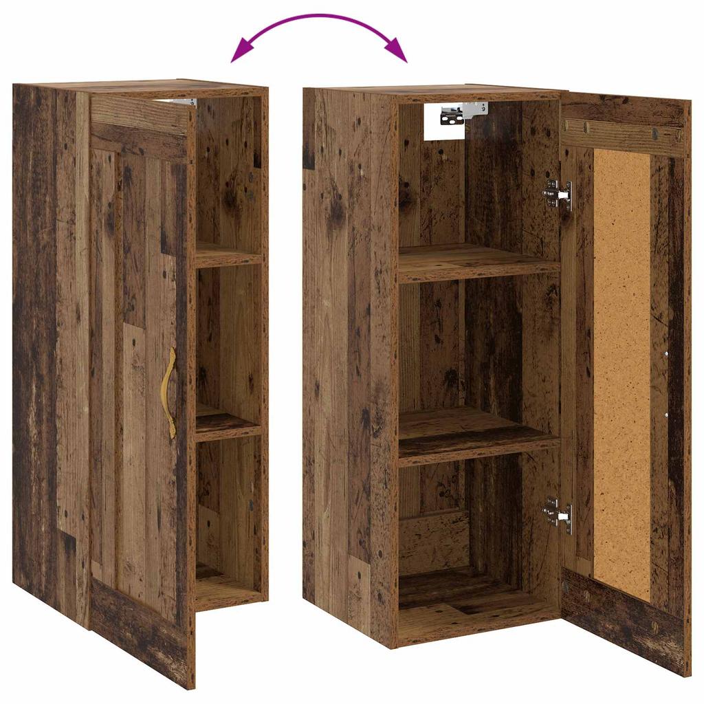 Wall Cabinet Reclaimed Wood 34.5 X 34 X 90 Cm Engineered Wood