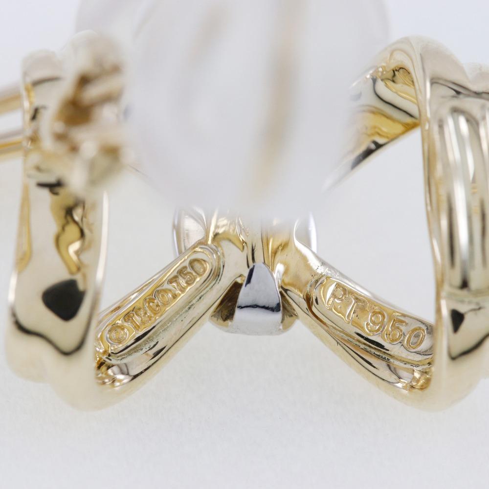 TIFFANY&Co. Earring Pt950Platinum/K18 yellow gold/diamond ribbon 12.4g Women Used