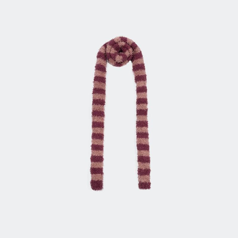 Niche Striped Thin Long Woolen Scarf Female Millennium Hot Girl Style Concave Shape Soft Scarf