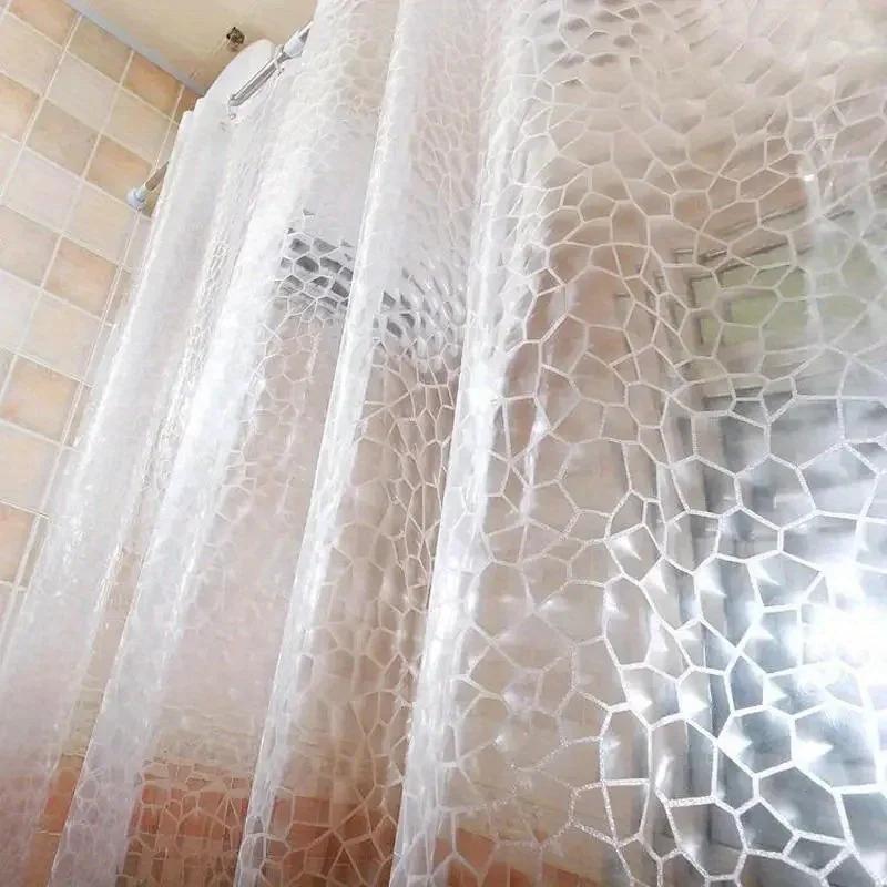 1 Satz Wasserdichter Badezimmer-Duschvorhang Transparentes Badezimmer-Vorhang mit Haken Verdickter Bade-Sichtschutz Breiter Badevorhang