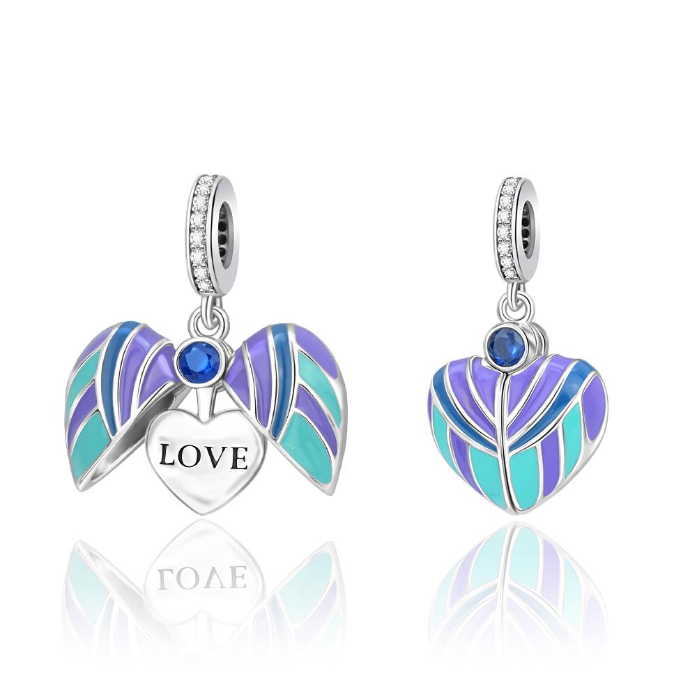 New Copper Heart Feather Family Tree Original Beads Charms For Pan Bracelet Diy Women Fine Jewelry Gift