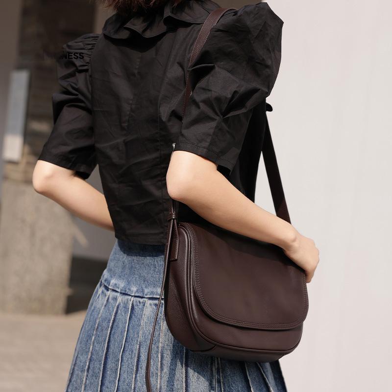 Bolsos de mano de piel auténtica estilo vintage para mujer, bolso bandolera de marca de diseñador, bolso de mano informal para mujer