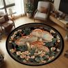 Retro Illustration Style Mushroom Rug, Forest Floral Print Floor Carpet for Living Room Bedroom Non-Slip Washable Home Decor Mat