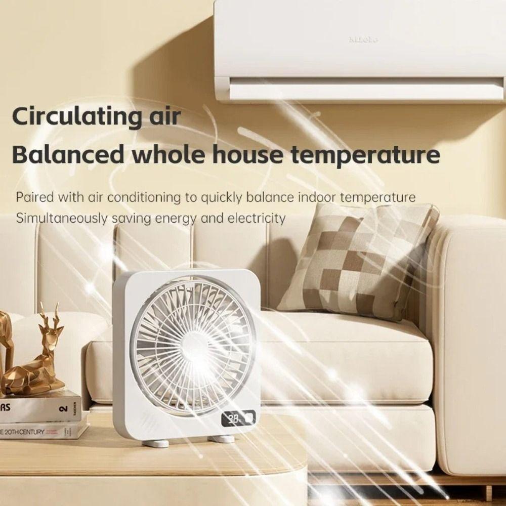 Digital Screen Rechargeable Fan Built-in Battery Small Hanging Fan  Desktop Use