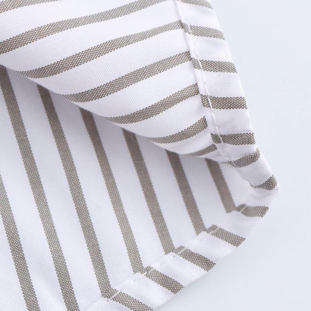 Spring 2025 Women's European & American Style Striped Long Sleeve Casual Shirt with Turn-Down Collar