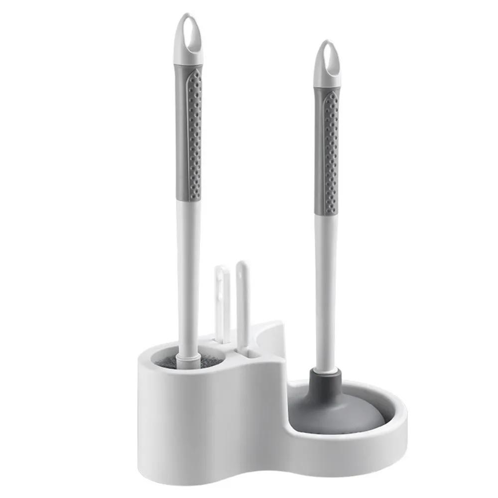 

Держатель для туалетной щетки 4 в 1, длинная ручка, без мертвых углов, щетка для унитаза, настенный, туалетный вантуз, глубокая уборка ванной комнаты белый