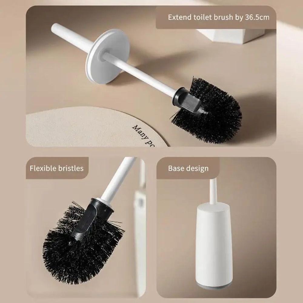 Soft Bristle Toilet Brush With Base Long Handle Toilet Brush Set Bathroom Cleaning Tool Bathroom