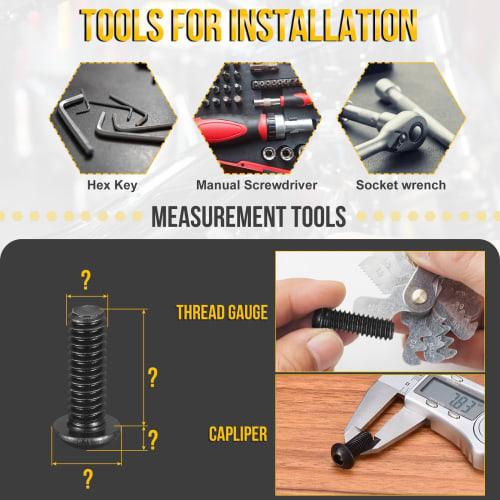 DTGN M10-1.5x40mm Button Head Cap Bolts, 20-Pack, Carbon Steel Black Oxide, Hex Drive Fasteners for Road Bikes, Mountain Bikes, Cars, and Motorcycles