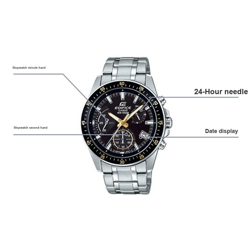 Casio Edifice Multi-Function Watch With Water Resistance Minimalist Versatile Quartz Movement Stainless Steel Band Men Watches Black EFV-540D-1A9VUPRD