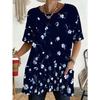 Camiseta Grande para Mujer con Bolsillo Diseño1 ud Camiseta de Manga Corta de Corte Holgado con Estampado Floral Azul, con Diseño de Bolsillo Frontal