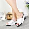 Summer Women Solid Color Cool Mop Thick Sole Height Increasing Outdoor Exposed Toe Straight Drag Sexy Women's Slippers